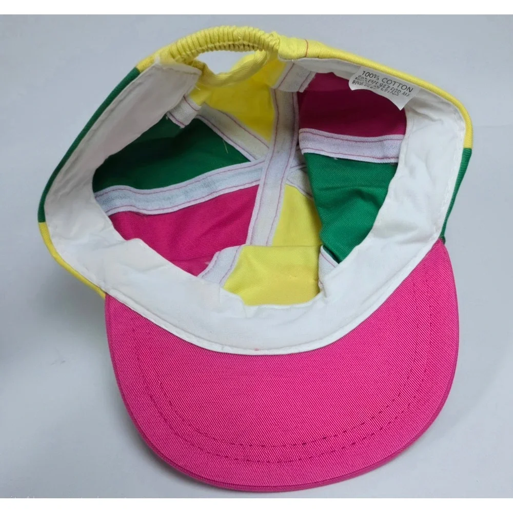 Vintage 1992 Barney the Dinosaur Colorblock Hat Pink Green Yellow Youth 4/6X